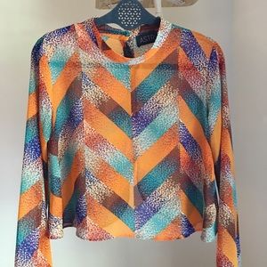 ASTR Orange Sheer Blouse XS